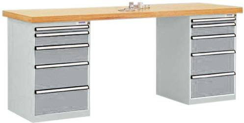 Manuflex TP5092.9006 Werkbanksystem aus Stahl in Alusilber, B/T/H: 300 x 200 x 70 cm - Bild 1
