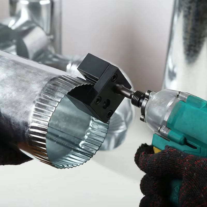 Effizientes Elektro-Crimper-Werkzeug aus Metall für verzinkte Rundkanäle und schwarze Ofenrohre in Schwarz - Bild 3