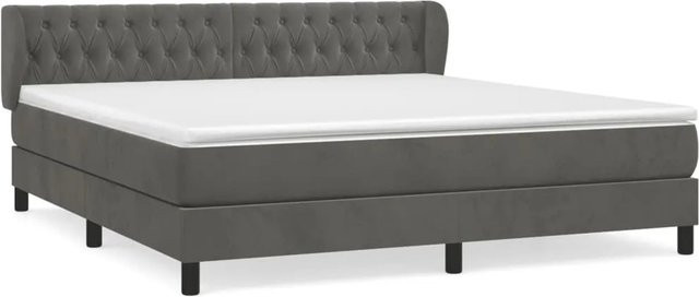 vidaXL Boxspringbett mit Matratze aus Samt in Dunkelgrau, Hybrid-Konstruktion mit Taschenfederkern, B/T/H: 180 x 200 x 78 cm - Bild 1