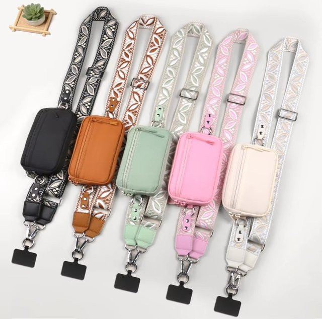 Tragbares Handy-Lanyard mit Geldbörse in Schwarz, Crossbody-Handy-Halsband mit diebstahlsicherem Reißverschluss-Aufbewahrungsbeutel, abnehmbar mit RFID-Schutz und Ausweisfenster - Bild 1