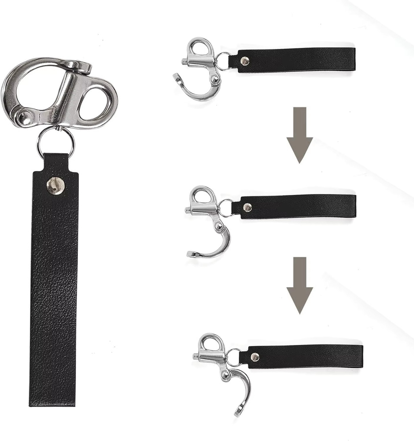 NERISXB Schnellverschluss-Clip-Schäkel aus Edelstahl 316 mit Ledergriff für SCBA-Masken und Feuerwehr-Rigging-Zubehör - Bild 2