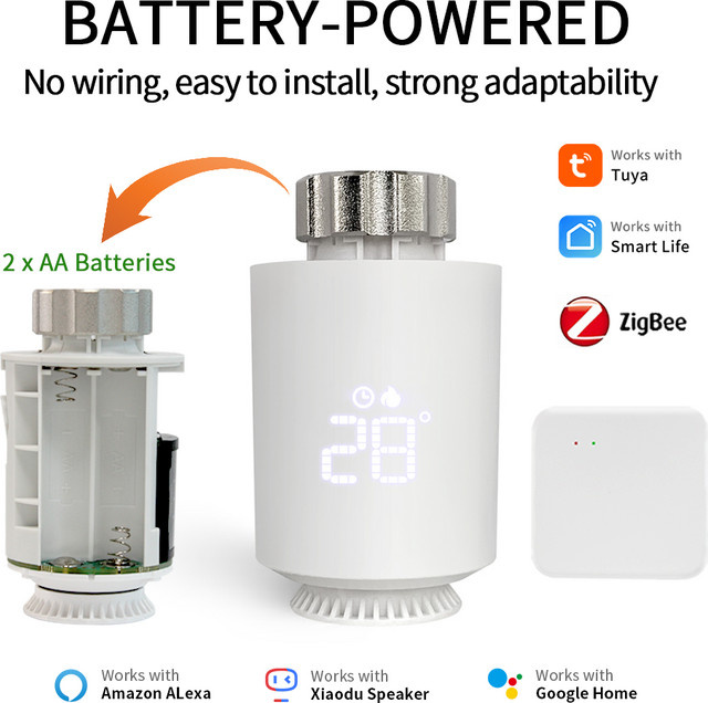 Tuya ZigBee 3.0 Smart Thermostat Heizkörperventil in Weiß mit App-Steuerung und Sprachsteuerung für Alexa, Google Home und Alice - Bild 1