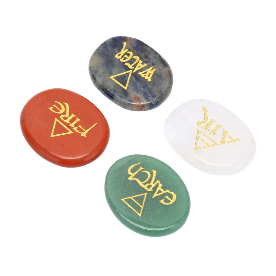 4 Stück GoolRC Reiki Ausgleichssteine aus Kristall, fein poliert, flache Kreisform, Multicolor - Bild 2