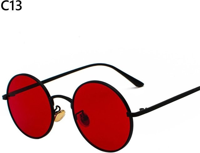 YiRan Sonnenbrille, runde Form, Vollrand, Metall, rot, Damen - Bild 1
