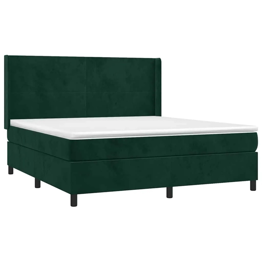 vidaXL Boxspringbett mit Matratze aus Samt in Dunkelgrün, Hybridbett mit Taschenfederkern, Breite: 160 cm, Tiefe: 200 cm, Höhe: 118 cm - Bild 2