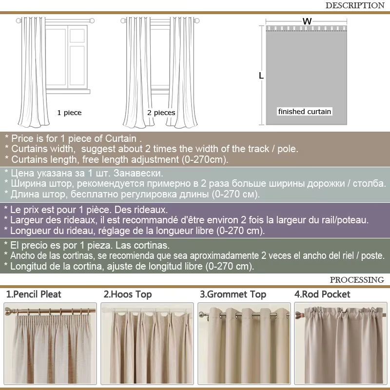 MAKEHOME Luxusvorhang mit goldenem Muster für Schlafzimmer und Wohnzimmer, Farbe: Gold, Breite: 250 cm, Höhe: 100 cm - Bild 4
