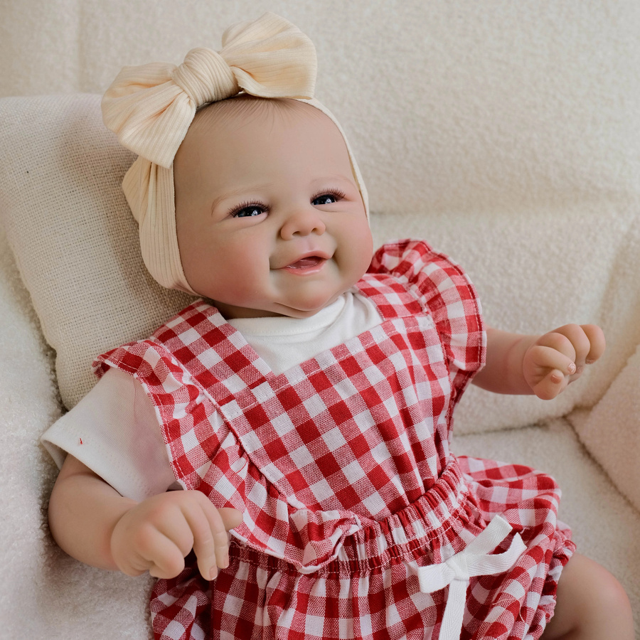 NPK Vivienne Reborn Babypuppe mit weichem Körper und handgewurzeltem Haar in Weiß und Bunt - Bild 4