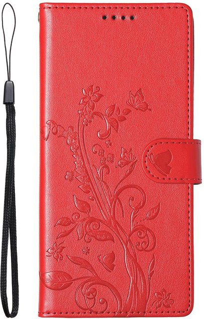 Flip-Ledertasche mit Kartenhalter und Brieftaschenfunktion für Samsung Galaxy S26 S25 S24 S23 S22 S21 S20 S10 Ultra FE in Rot - Bild 1
