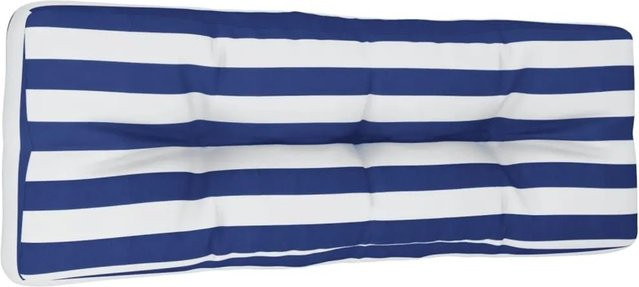 vidaXL Palettenkissen im maritimen Design, Blau Weiß Gestreift, B/T/H: 120 x 40 x 12 cm, wasserabweisend und UV-beständig aus Polyester - Bild 1