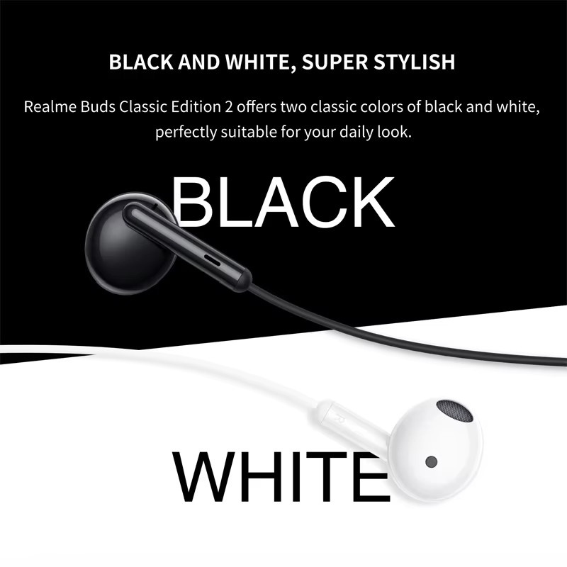 Realme Buds Classic RMA2005 Kabelgebundene Semi-in-Ear Kopfhörer mit USB-C Anschluss und HD-Mikrofon in Schwarz oder Weiß - Bild 3