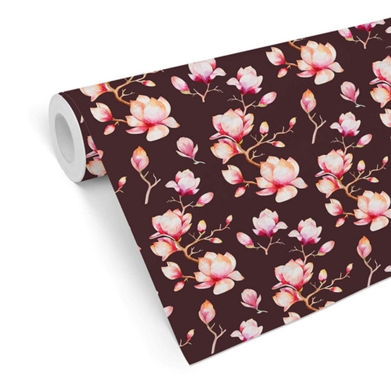 K&L Wall Art Vliestapete Kinderzimmer Magnolien Blumen Schwarz Mehrfarbig Matt - Bild 2
