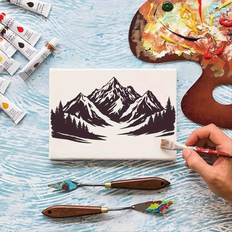 PenhuaMoban DIY Schablone Berglandschaft für Wandmalerei und Sammelalben, B: 29 cm, H: 21 cm - Bild 4