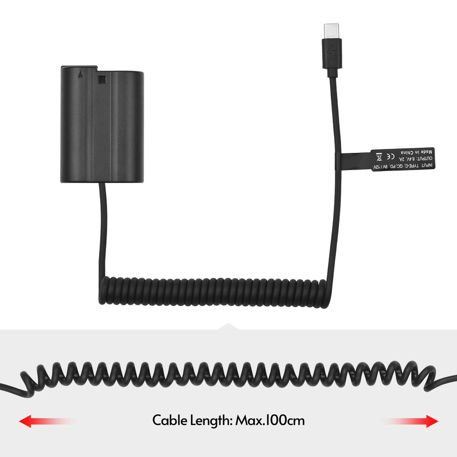 Andoer EN-EL15 Dummy Batterie mit USB-C Koppler Adapter MH-25 für Nikon Z7 und Z6, Schwarz - Bild 2