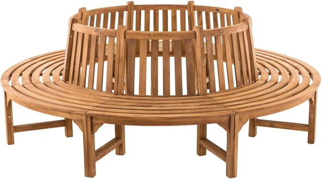 DELUKE SUTOR Baumbank aus Teakholz, kreisrunde Gartenbank mit Lehne, Farbe Teak, B/T/H: 250 x 250 x 92 cm - Bild 1