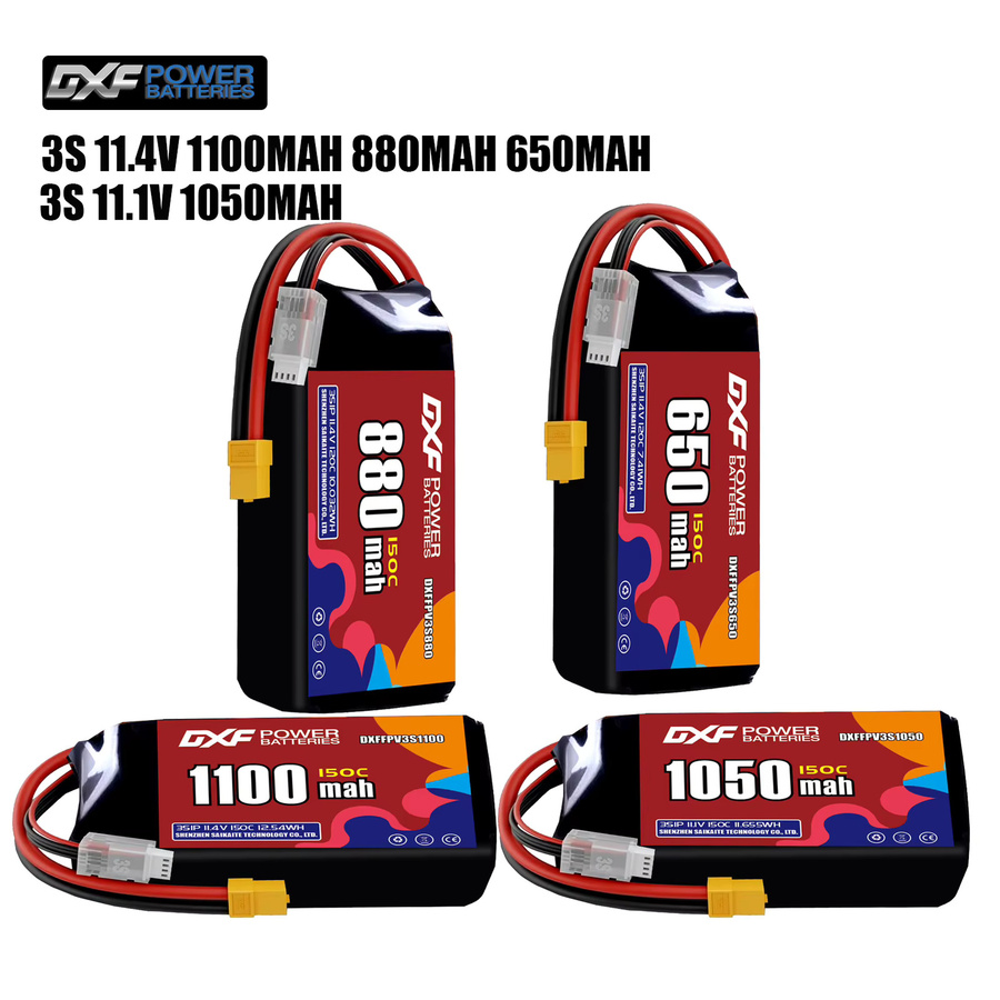 DXF Lipo 3S Akku 11,4 V 1100 mAh mit XT30, XT60 oder JST Stecker für FPV Hubschrauber, Quadcopter und Drohnen - Bild 3