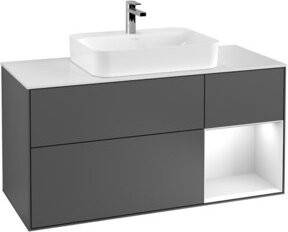 V&B Finion Waschtischunterschrank Wandmontage mit LED-Wandbeleuchtung in Grau lackiert, Breite: 120 cm - Bild 1