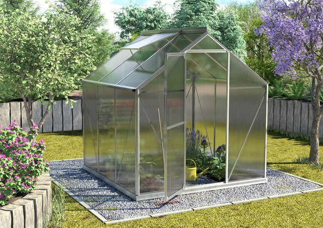Vitavia Gewächshaus Triton 3800 aus Aluminium Eloxiert mit Stahlfundament und Polycarbonat-Verglasung in Silber - Bild 1