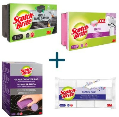 Scotch-Brite Schwammset 11-teilig mit Bath Griffschwamm XXL, Glaskeramik-Schwämmen und Magic Pads - Bild 1