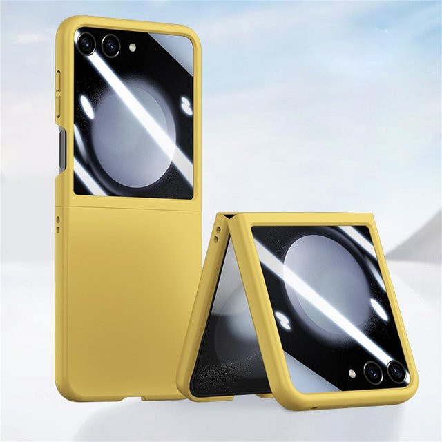 Samsung Galaxy Z Flip 6 und Z Flip 5 Hülle mit Displayschutz, ultra schlank, matt und stoßfest, Farbe: Gelb - Bild 1