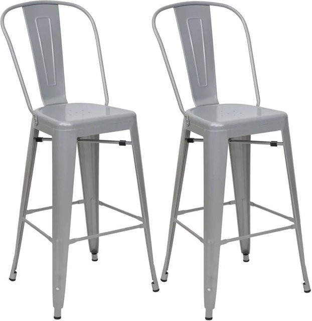 2er-Set Barhocker MCW-A73 im Industriedesign aus Metall, Grau, B/T/H: 45 x 45 x 117 cm - Bild 2