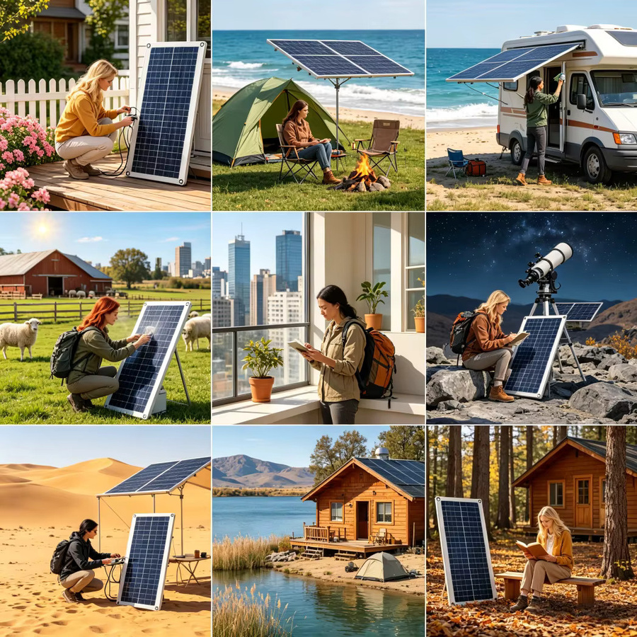 EESBAO Solarpanel-Ladegerät 35 W, 5 V, USB, wasserdicht und tragbar in Schwarz für Outdoor, Camping und Wohnmobil - Bild 5