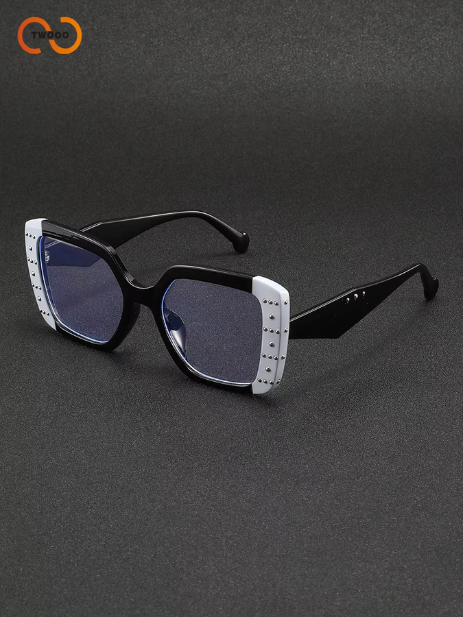 TWOOO Korrektionsbrille, quadratisch, Vollrand, Kunststoff, schwarz - Bild 3