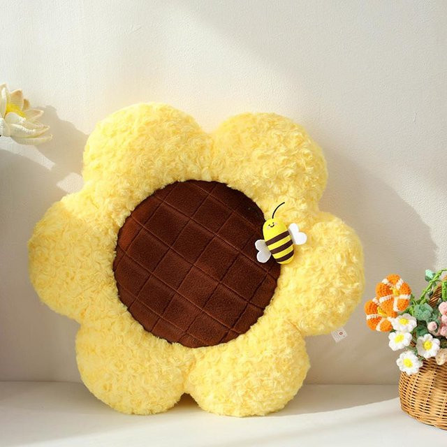 Sonnenblumen-Stofftier, Biene Sonnenblume Kuschelkissen, 50cm, ab 14 Jahre - Bild 1