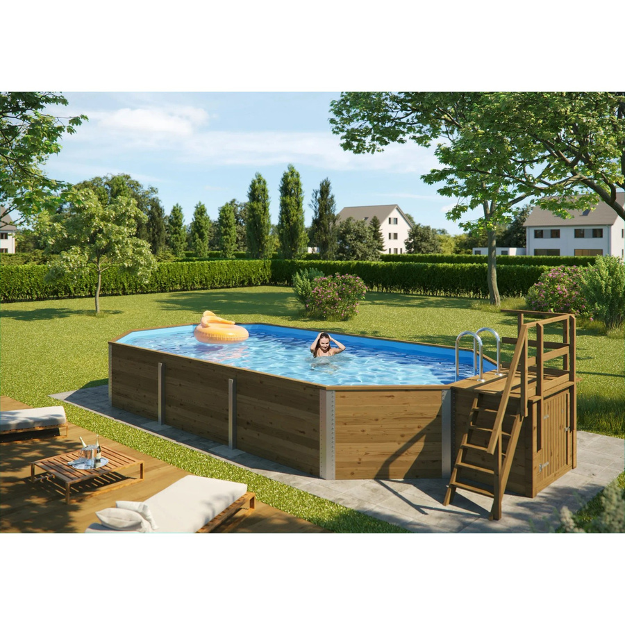 WEKA Ovalpool in Grau Grün Blau B/H/L: 376 x 116 x 850 cm - Bild 2