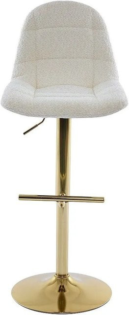 Vente-unique Barhocker Loly in Weiß mit Bouclé-Bezug und Metallgestell, Höhe: 47,5 cm - Bild 1