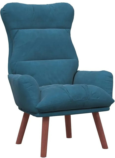 vidaXL Relaxsessel Blau aus Samt mit Metallrahmen, Breite: 69 cm, Tiefe: 74 cm, Höhe: 93 cm - Bild 1