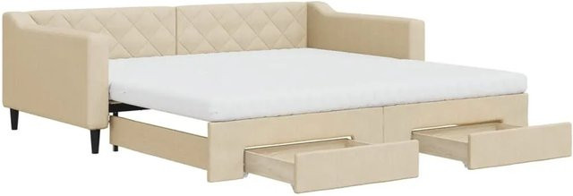 vidaXL Tagesbett ausziehbar mit Schubladen in Beige, B/T/H: 223 x 110 x 67 cm - Bild 1