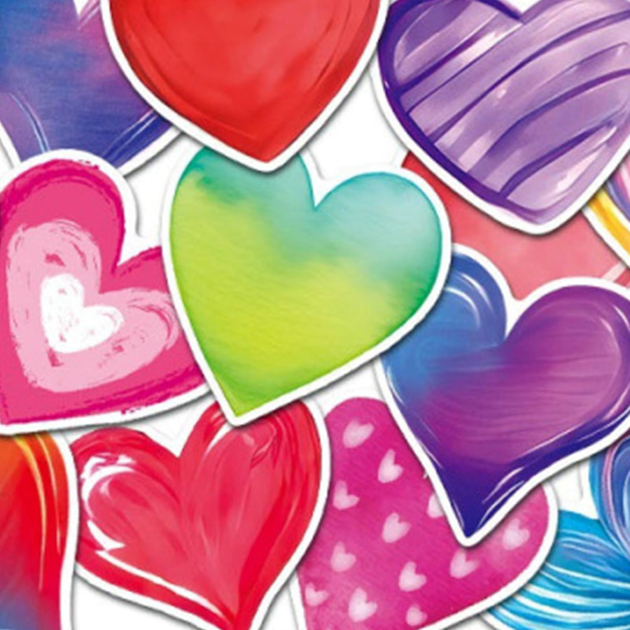 45 Stück selbstklebende Herz-Aufkleber für Kinder in Multicolour, matt und geometrisch für die Dekoration von Lehrbüchern, Federmäppchen und Wasserbechern - Bild 2