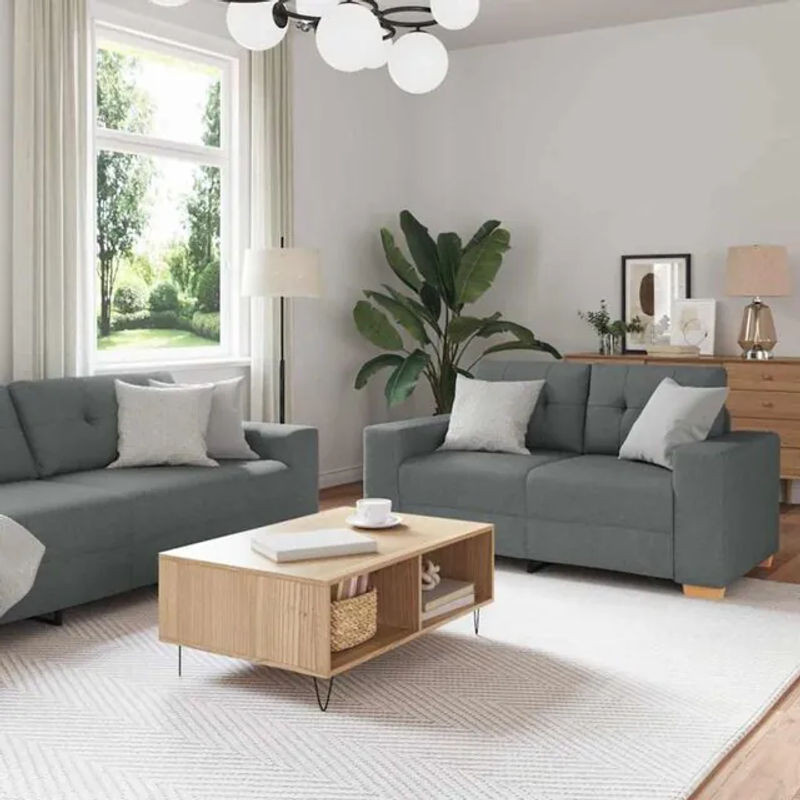 Vidaxl Sofa Set mit 3 Kissen in Grau und Anthrazit im modernen Design - Bild 1