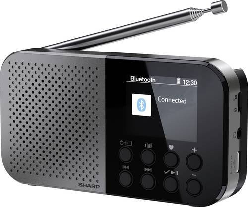 Sharp Outdoorradio mit DAB+, FM und Bluetooth in Schwarz mit Akku-Ladefunktion und fühlbaren Tasten - Bild 1