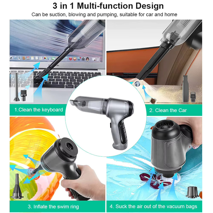 Raugee Tragbarer Drahtloser Mini Handheld Auto Staubsauger mit 95000PA Saugkraft für Auto und Haushalt - Bild 5