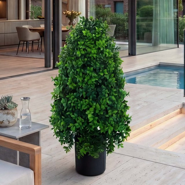 Künstlicher Buchsbaum MCW-Q89 in Grün als kegelförmige Kunstpflanze im Topf für Outdoor und Indoor, H x B x T: 60 x 30 x 30 cm - Bild 1