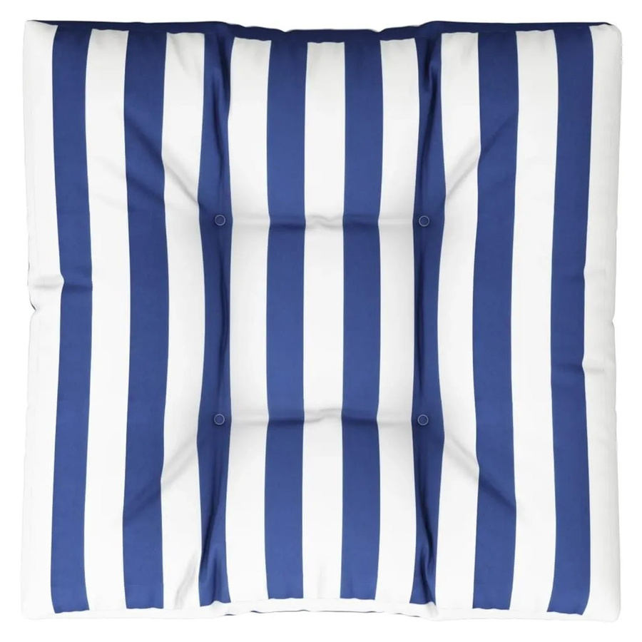 vidaXL Palettenkissen blau weiß gestreift aus Polyester, B/T/H: 70 x 70 x 12 cm - Bild 2