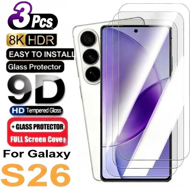 3 Stück DIXSG Displayschutzfolie aus gehärtetem Glas für Samsung Galaxy S25, Ultra HD Vollbildschutz, 9H Härtegrad, transparent - Bild 1