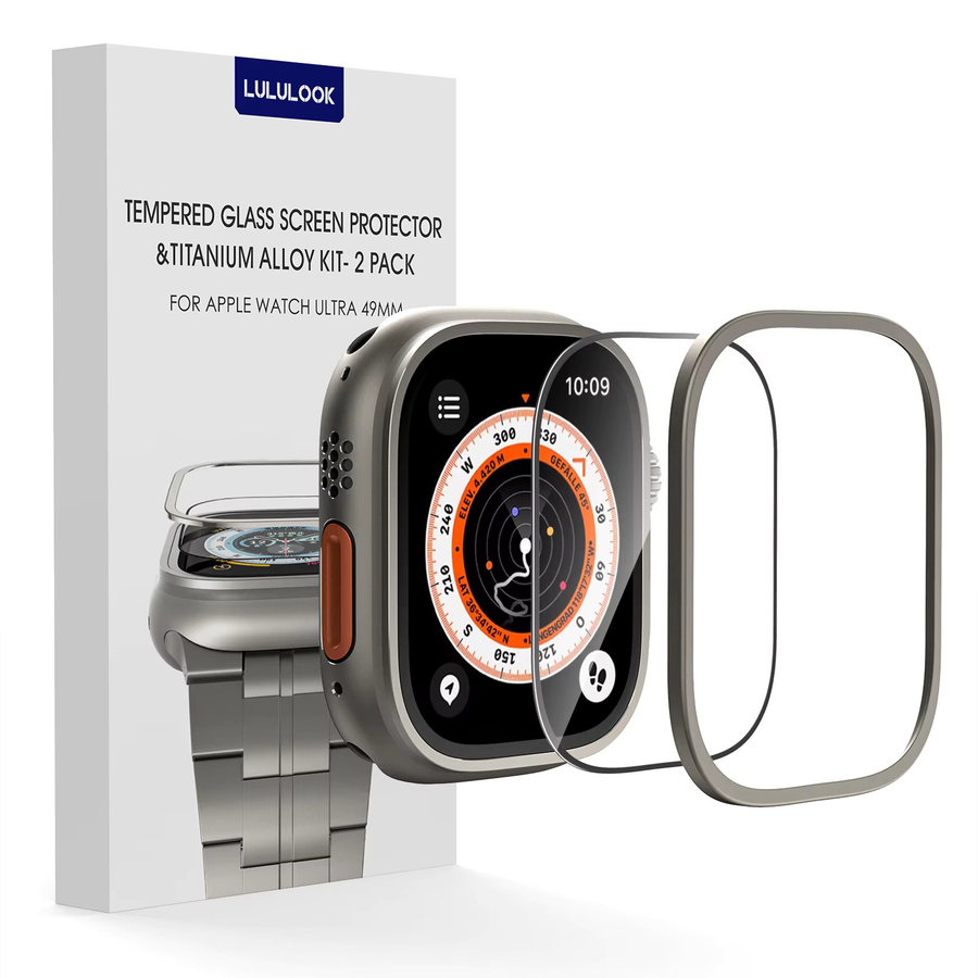 LULULOOK Displayschutzfolie und Hülle für Apple Watch Ultra, Titanlegierung, Silber - Bild 7
