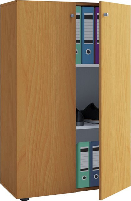 VCM Büroschrank Lona XL in Buche mit Drehtüren und höhenverstellbaren Fachböden, B/T/H: 70 x 40 x 110 cm - Bild 1