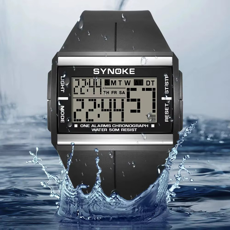 SYNOKE Digitaluhr, Schwarz, Kunststoff, Herren - Bild 3