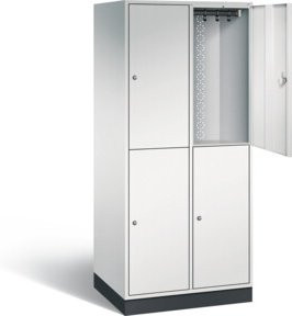 C+P Spind doppelstöckig XL Intro in Lichtgrau mit Türen, H x B x T: 195 x 82 x 59 cm - Bild 1
