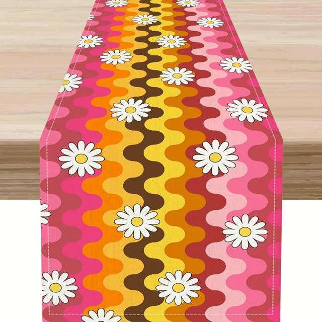JMG Household Supplies Tischdecke mit grafischem Retro-Muster in Gelb, B: 150 cm - Bild 1