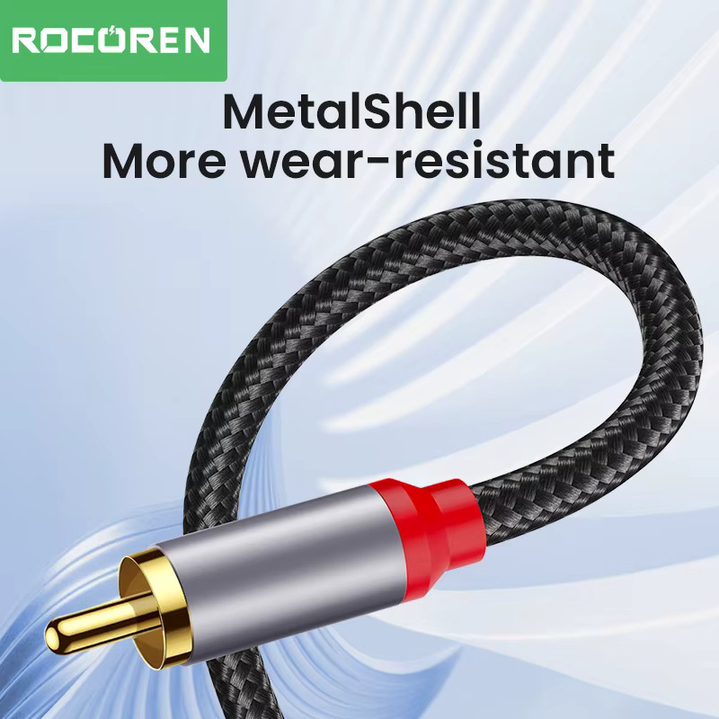Rocoren Audiokabel 3,5 mm Klinke auf 2 RCA Cinch Splitter für HiFi-Stereo und Heimkino, Schwarz/Grau - Bild 5