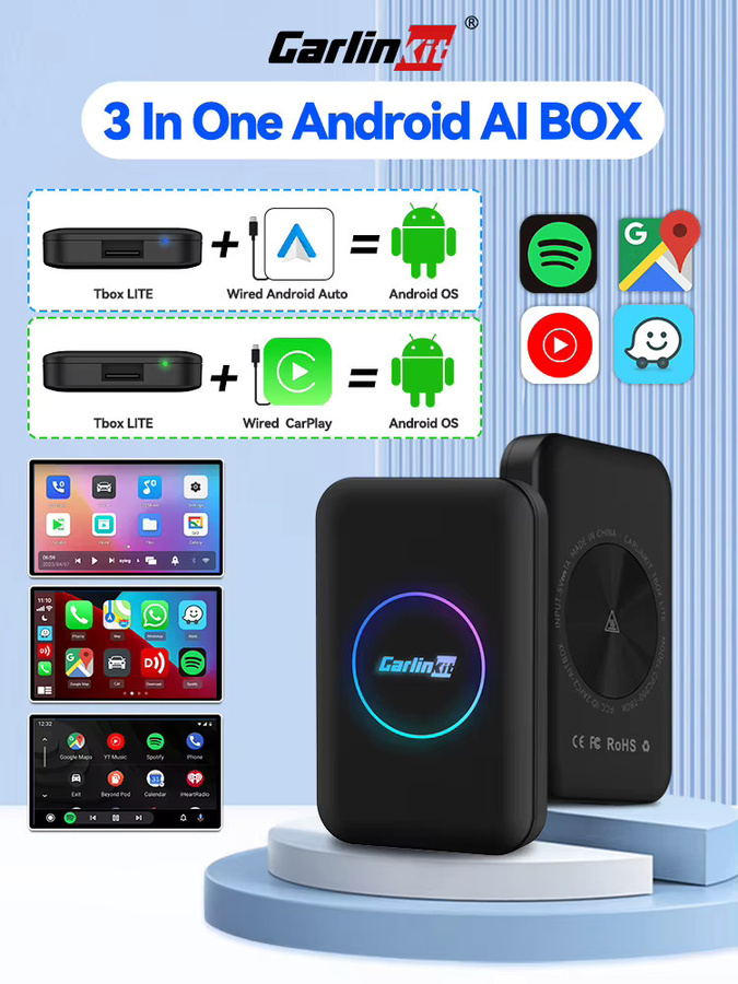 CarlinKit Android TV Box Lite CarPlay AI Box für OEM-Autos 3-in-1 Kabelloses CarPlay und Android Auto Multimedia-Streaming-Box in Schwarz mit 2G+32G - Bild 7