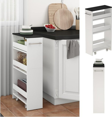 Vicco Rollregal Rivo Küchenregal Weiß Anthrazit B: 20 cm, H: 84,4 cm