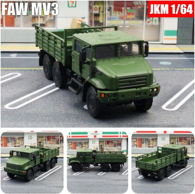 Linyi toy car Faw Mv3 Militärtransportwagen, Spielzeugauto, 1:64, Metall, ab 14 Jahren - Bild 1