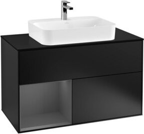V&B Waschtischunterschrank Finion 100 in Anthrazit lackiert mit Rechtsöffnung, Breite: 100 cm, Tiefe: 50,1 cm, Höhe: 50,1 cm - Bild 1