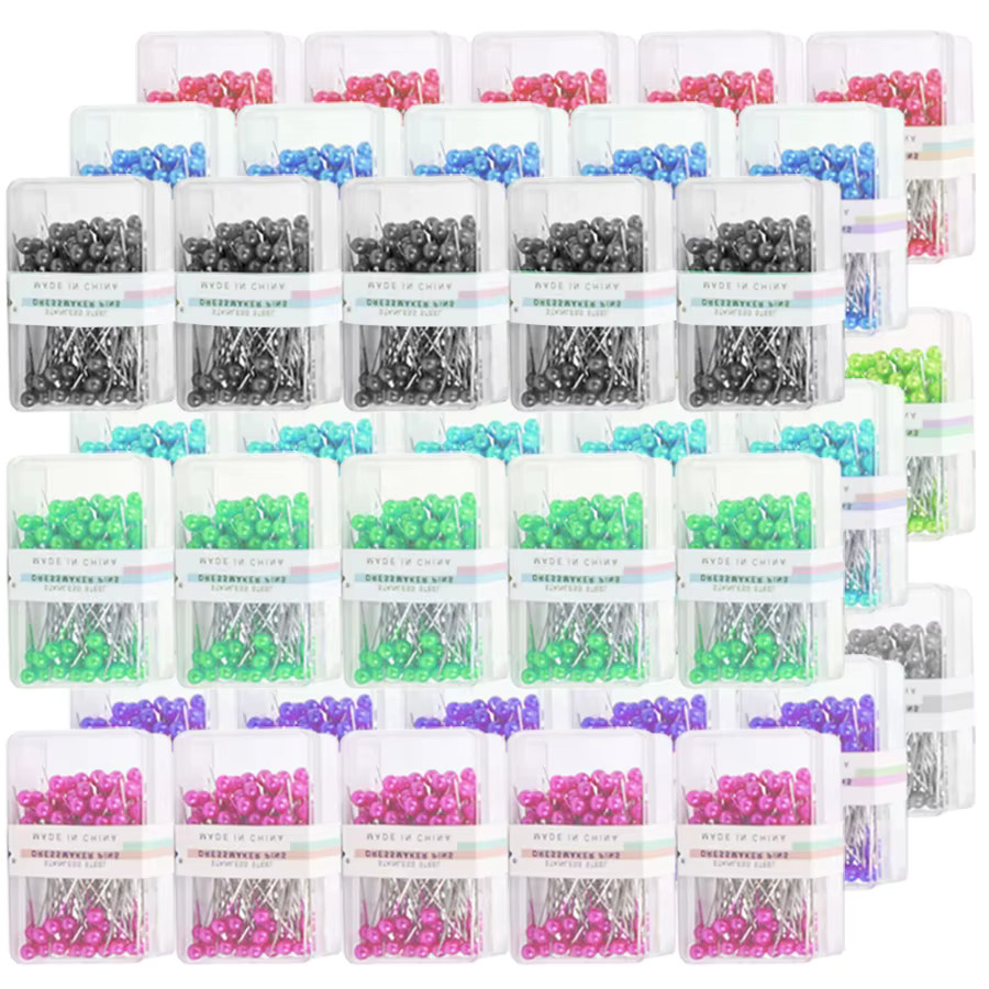 100 Stück Perlen-Pins in Multicolour für DIY-Näbzubehör, Durchmesser: 3,2 cm - Bild 2