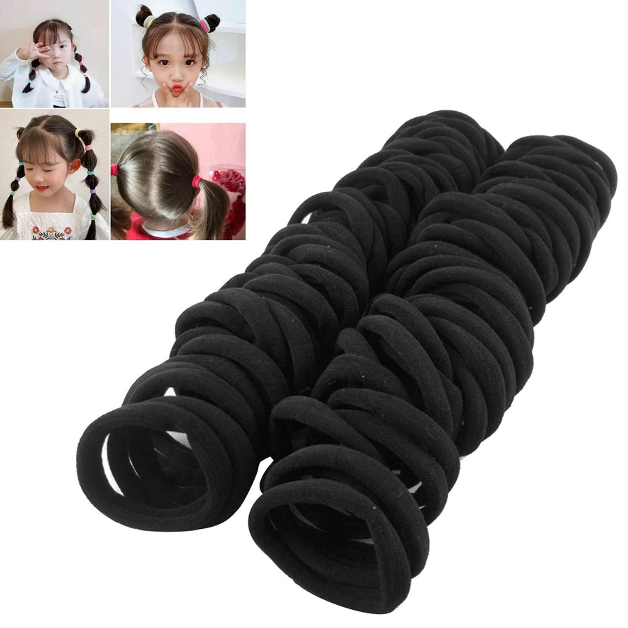 100 Stück Haargummis Schwarz Elastisch Nahtlos, Haarband Zopfhalter - Bild 5